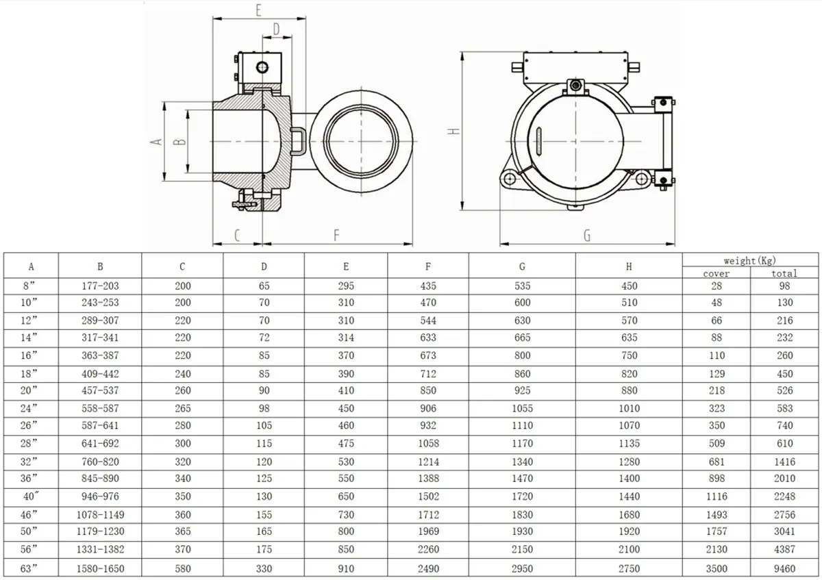 Clamp Quick Opening Closure Technical Parameter